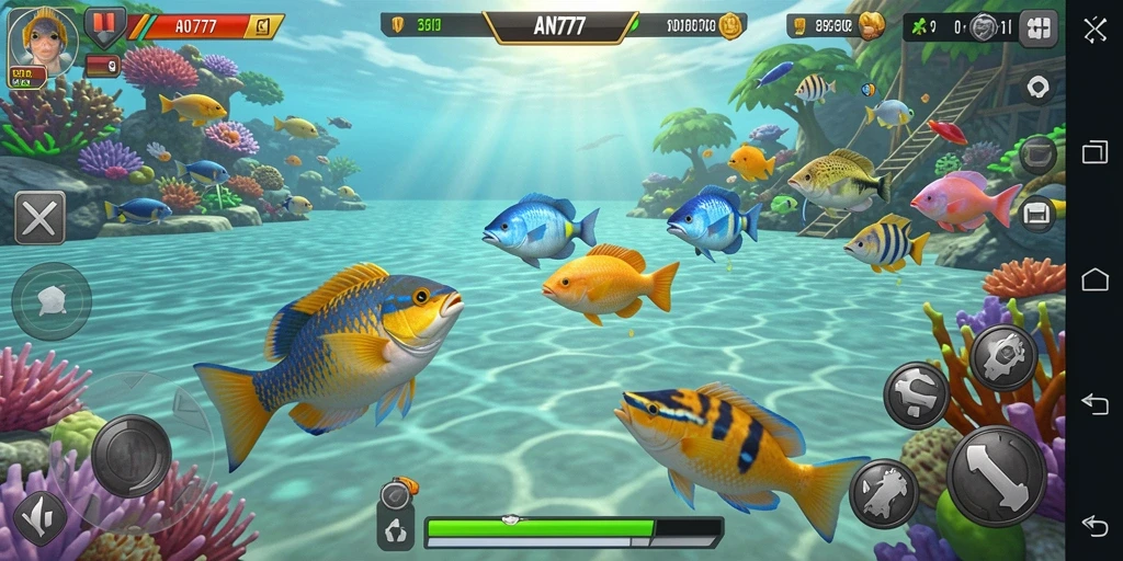 Screenshot gameplay AN777 dengan aksi seru Tembak Ikan.