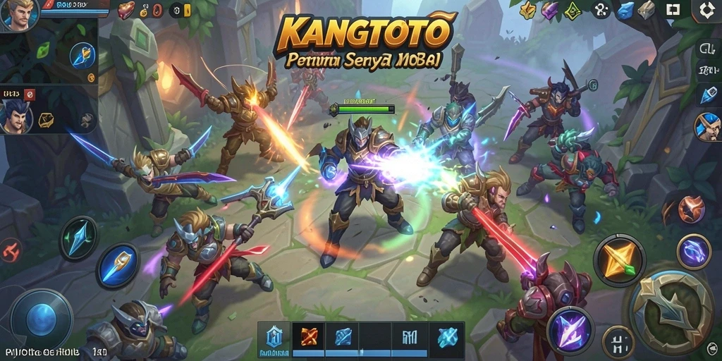 Tangkapan layar gameplay <strong>KANGTOTO</strong> dengan aksi karakter-karekter MOBA.