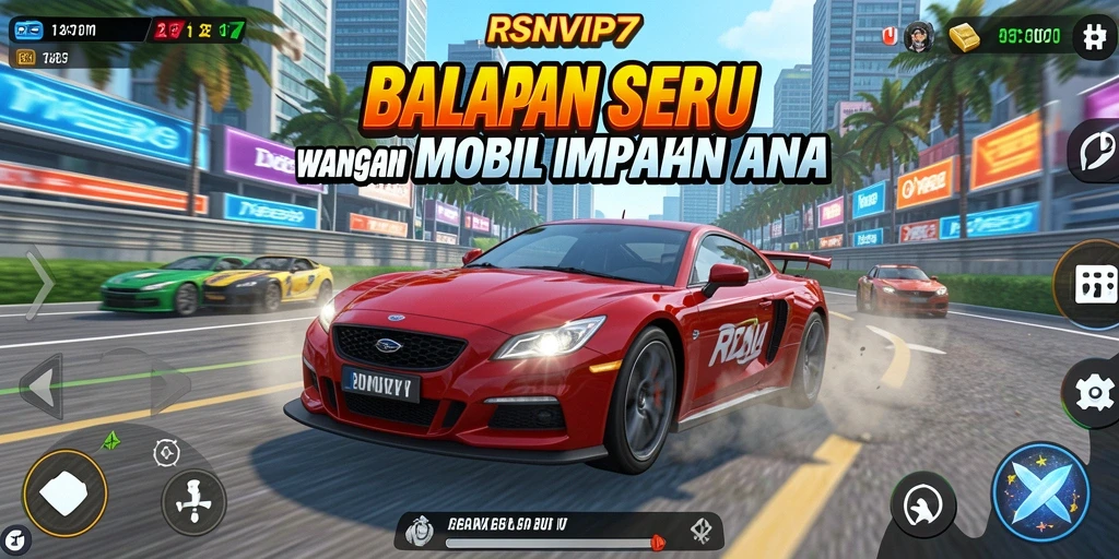 Tangkapan layar RSNVIP7 menampilkan aksi balapan seru dan grafis yang memukau.