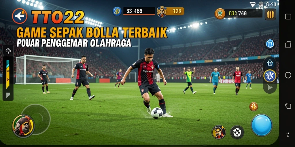 Screenshot gameplay TOTO22 menampilkan pertandingan sepak bola yang mendebarkan.