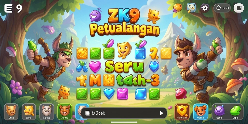 Gameplay Match-3 seru dengan grafis menarik di ZK9.